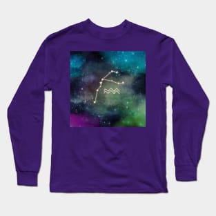 Aquarius Constellation Starry Night Sky Long Sleeve T-Shirt